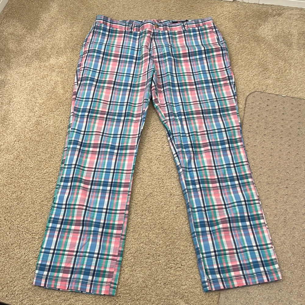 Plaid pink green blue vineyard vines pants 36x32